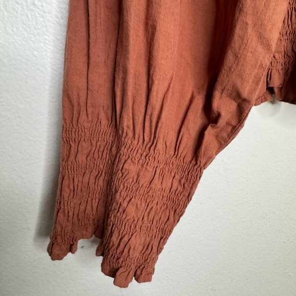 Madewell women's M Lucie bubble-sleeves Smocked poplin top boho neutral cottage - Picture 8 of 10